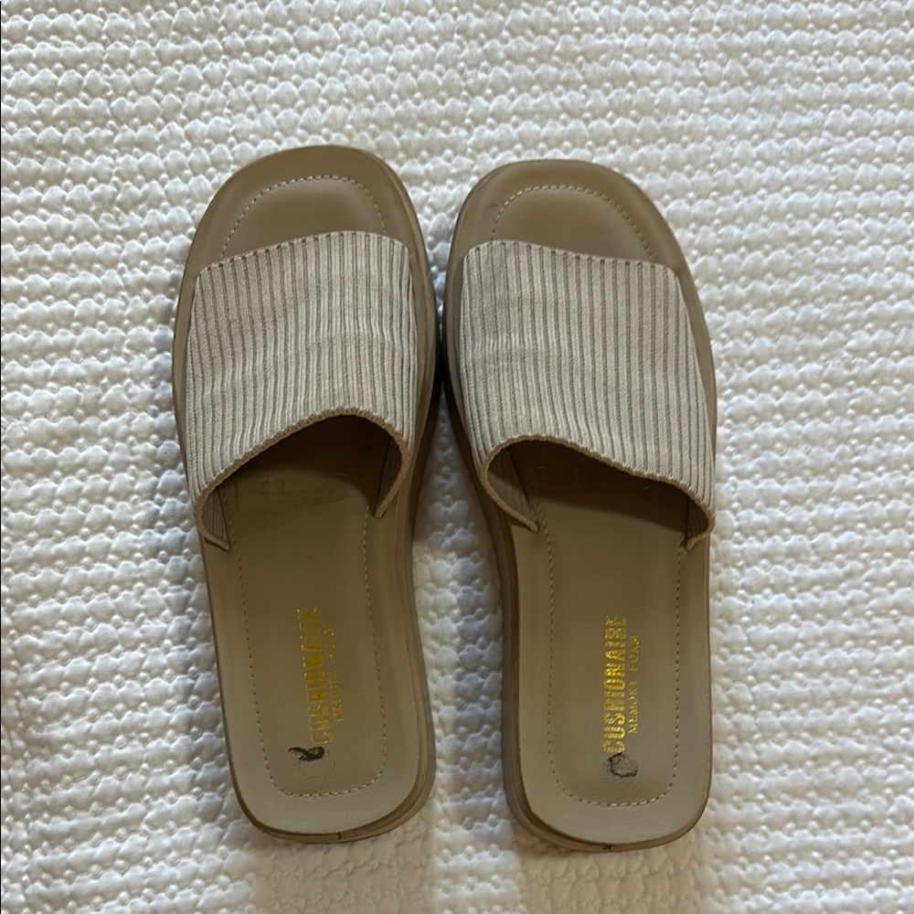 Naturalizer Tan Slide Sandals with Wide Strap